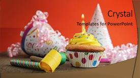  Presentation with birthday - Amazing PPT theme having special accasions - birthday cupcake with candle backdrop and a red colored foreground