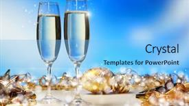  Presentation with new year - Theme having special accasions - champagne glasses ready to bring background and a light blue colored foreground
