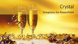  Presentation with two glasses of champagne - Presentation theme having special accasions - champagne glasses ready to bring background and a yellow colored foreground