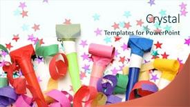  Presentation with confetti - Slides enhanced with special accasions - confetti and whistles on white background and a  colored foreground