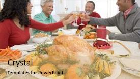  Presentation with dinner invitation to employees - Theme featuring special accasions - family all together at christmas background and a yellow colored foreground