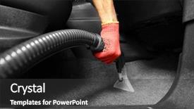  Presentation with vacuum cleaner robot - Theme enhanced with special agent - male worker using vacuum cleaner background and a dark gray colored foreground