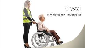  Presentation with senior worker - Slide deck featuring special-assitance-worker-standing-behind background and a white colored foreground