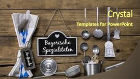  Presentation with cutlery food - Slide set enhanced with special bavarian food background and a tawny brown colored foreground