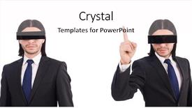  Presentation with eyes - Presentation design with special crime - man with black cover background and a pink colored foreground