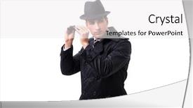  Presentation with spy - Cool new PPT layouts with special crime - spy with binoculars isolated backdrop and a white colored foreground