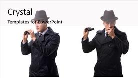  Presentation with spy - PPT layouts having special crime - spy with binoculars isolated background and a lemonade colored foreground