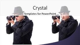  Presentation with spy - Audience pleasing slides consisting of special crime - spy with camera taking pictures backdrop and a white colored foreground