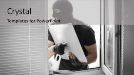  Presentation with wireless heart rate monitor - Beautiful slides featuring special crime - thief stealing monitor from office backdrop and a  colored foreground