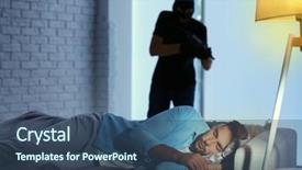  Presentation with charging gun man hands charging - Presentation enhanced with special crime - thief with gun and scared background and a  colored foreground