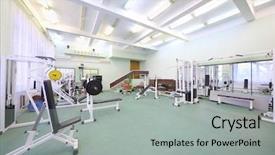  Presentation with well - Colorful presentation enhanced with special equipment for physical training backdrop and a light gray colored foreground