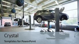  Presentation with cars - Amazing slide deck having special equipment prepared for repair backdrop and a light blue colored foreground