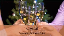  Presentation with crystal image - Audience pleasing PPT layouts consisting of special event - image of people hands backdrop and a coral colored foreground