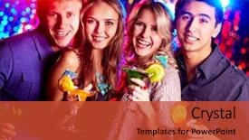  Presentation with couples holding hands - PPT theme having special event - image of two happy couples background and a red colored foreground