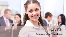  Presentation with portrait of excited overjoyed female - Presentation enhanced with special event - portrait of beautiful female background and a soft green colored foreground