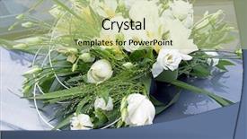  Presentation with tropical flowers close up - Beautiful slide deck featuring special event - wedding flowers bouquet close-up backdrop and a mint green colored foreground