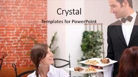  Presentation with restaurant waiter - Audience pleasing presentation theme consisting of special event - women at restaurant with waiter backdrop and a lemonade colored foreground