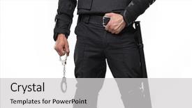  Presentation with force - Presentation theme with special force soldier holds handcuffs background and a light gray colored foreground