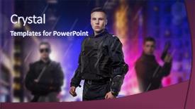  Presentation with guns - Colorful presentation theme enhanced with special force with guns uniform backdrop and a navy blue colored foreground