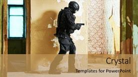  Presentation with armed forces - Cool new presentation theme with special forces armed with gun backdrop and a yellow colored foreground