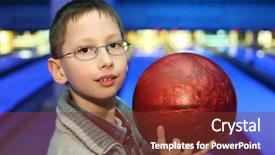  Presentation with child boy hold basket - Slide set enhanced with special kids - portrait of boy in glasses background and a tawny brown colored foreground