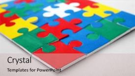  Presentation with light blue color - Colorful PPT theme enhanced with children special needs - color puzzle on light background backdrop and a soft green colored foreground