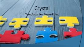  Presentation with special needs children - Audience pleasing presentation theme consisting of children special needs - color puzzles on wooden background backdrop and a light blue colored foreground