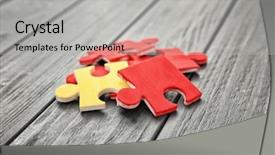  Presentation with special needs children - PPT theme featuring children special needs - color puzzles on wooden background background and a light gray colored foreground