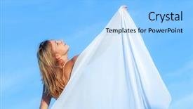  Presentation with curious sky - Beautiful presentation design featuring children special needs - happy young girl backdrop and a light blue colored foreground