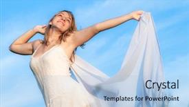  Presentation with birds in sky - Presentation theme with children special needs - happy young girl background and a light blue colored foreground