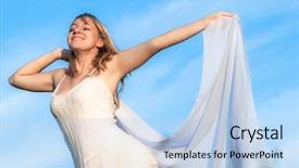  Presentation with sky - Colorful presentation enhanced with children special needs - happy young girl backdrop and a light blue colored foreground