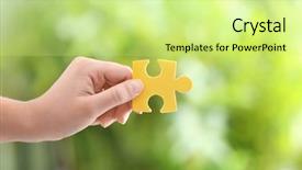  Presentation with special needs children - Slides enhanced with children special needs - woman holding piece of puzzle background and a soft green colored foreground