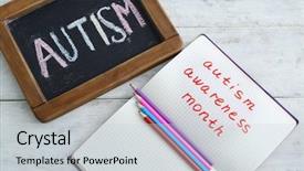  Presentation with autism awareness - Presentation theme featuring special need education - blackboard and notepad with pencils background and a light gray colored foreground