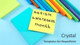  Presentation with autism awareness - PPT theme enhanced with special need education - note paper with text autism background and a arctic colored foreground