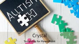  Presentation with special education - Cool new slides with special need education - small blackboard with word autism backdrop and a coral colored foreground