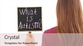  Presentation with autism - Theme consisting of special need education - woman holding blackboard with phrase background and a lemonade colored foreground