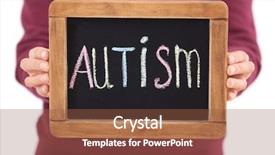  Presentation with autism - Beautiful PPT theme featuring special need education - woman holding blackboard with word backdrop and a tawny brown colored foreground