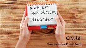  Presentation with special education - Audience pleasing presentation consisting of special need education - woman holding notepad with text backdrop and a red colored foreground