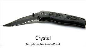  Presentation with knife attack - Audience pleasing slides consisting of special operations - sharp pocket knife isolated backdrop and a white colored foreground