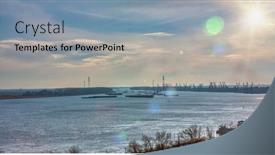  Presentation with tugboat - PPT theme consisting of special-port-to-unload-minerals background and a seafoam green colored foreground