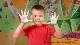  Presentation with hedera helix climbing - PPT theme consisting of special staining - adorable little boy in climbing background and a  colored foreground