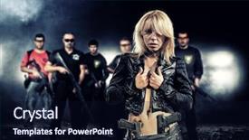  Presentation with battle tactics - PPT theme having special tactics team ready background and a wine colored foreground