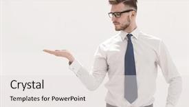 Presentation with palm - Beautiful PPT layouts featuring specialformal - close up a business man backdrop and a light gray colored foreground