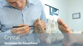  Presentation with comparison - PPT theme featuring specialist-drawing-bones-of-foot background and a seafoam green colored foreground