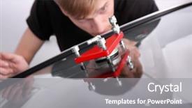  Presentation with windshield repair - Slides enhanced with specialist fixing crack on car background and a gray colored foreground