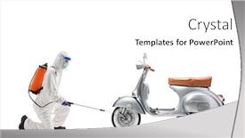  Presentation with hazmat - Cool new presentation design with specialist-in-a-hazmat-suit backdrop and a white colored foreground