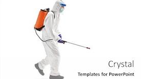  Presentation with hazmat - Cool new slide set with specialist-in-a-hazmat-suit backdrop and a white colored foreground