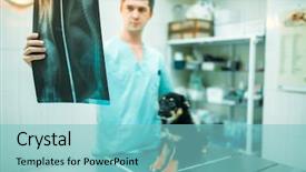  Presentation with dog - Presentation theme with specialist looks at x-ray background and a seafoam green colored foreground