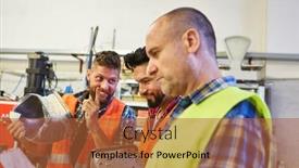  Presentation with controls - Audience pleasing presentation design consisting of specialist-warehouse-clerk-and-worker backdrop and a red colored foreground