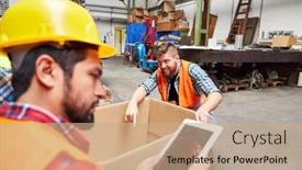  Presentation with shipping company - Beautiful slides featuring specialist-warehouse-clerk-checks-incoming backdrop and a coral colored foreground